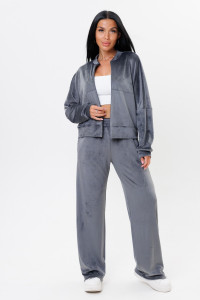 Костюм двойка женский 2228 велюр (р-ры: 44-52) серый