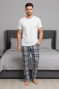 Брюки мужские 2194/1 хлопок с полиэстером (р-ры: 50-60) клетка 1