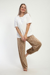 Костюм двойка женский "Амелия" велюр стрейч жаккард (р-ры: 48-58) коричневый