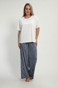 Костюм двойка женский "Амелия" велюр стрейч жаккард (р-ры: 48-58) серый