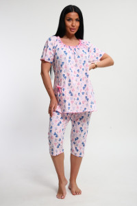 Пижама женская М43 "Мальвина" кулирка (р-ры: 50-60) груши на розовом