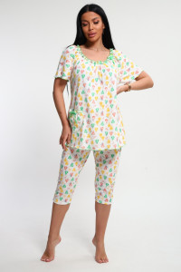 Пижама женская М43 "Мальвина" кулирка (р-ры: 50-60) груши на молочном