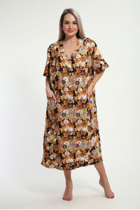 Халат женский "Кокетка" (пуговицы) кулирка (р-ры: 64-70) желтый