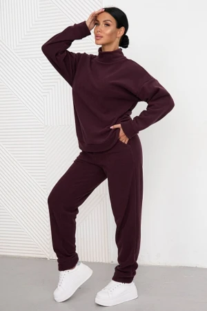 Костюм двойка женский 0672-66 флис (р-ры: 46-58) баклажан