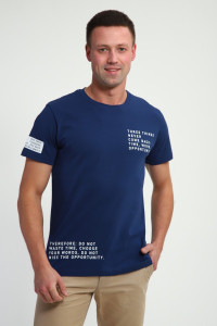 Футболка мужская №052 кулирка с лайкрой (р-ры: 48-60) индиго