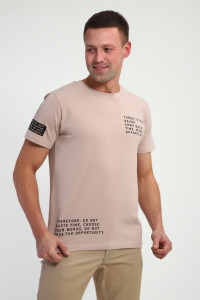 Футболка мужская №052 кулирка с лайкрой (р-ры: 48-60) бежевый