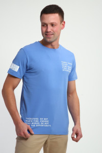 Футболка мужская №052 кулирка с лайкрой (р-ры: 48-60) голубой