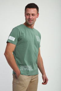 Футболка мужская №052 кулирка с лайкрой (р-ры: 48-60) оливковый