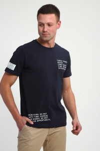 Футболка мужская №052 кулирка с лайкрой (р-ры: 48-60) темно-синий