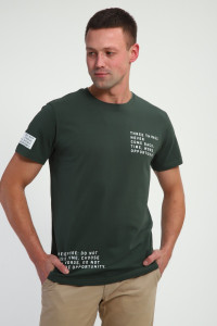 Футболка мужская №052 кулирка с лайкрой (р-ры: 48-60) хаки