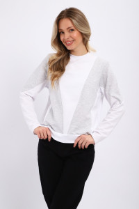 Свитшот женский "Jjovi" футер 2-х нитка (р-ры: 44-56) белый-серый