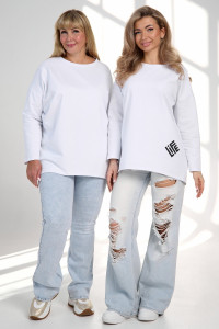 Лонгслив женский "Life" футер 2-х нитка (р-ры: 46-64) белый