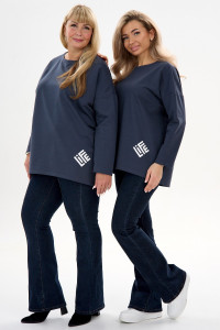 Лонгслив женский "Life" футер 2-х нитка (р-ры: 46-64) графит