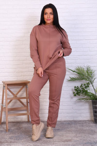 Костюм двойка женский №17571 футер с лайкрой 2-х нитка (р-ры: 46-54) песочный