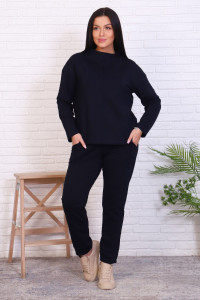 Костюм двойка женский №17571 футер с лайкрой 2-х нитка (р-ры: 46-54) темно-синий