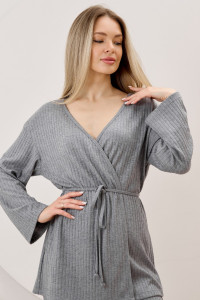 Кардиган-кимоно женский "Эвила-1" фактурный трикотаж (р-ры: 44-54) серый