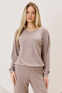 Джемпер женский "Эвила-3" фактурный трикотаж (р-ры: 44-54) капучино
