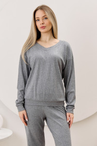 Джемпер женский "Эвила-3" фактурный трикотаж (р-ры: 44-54) серый