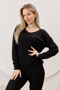 Джемпер женский "Эвила-3" фактурный трикотаж (р-ры: 44-54) черный