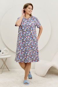 Халат женский "Рейна" кулирка (р-ры: 48-58) серо-голубой