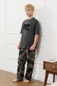 Костюм двойка детский "Этюд-1" кулирка (р-ры: 140-170) графитовый