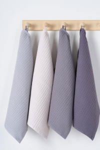 Набор вафельных полотенец "Ночь Нежна" графит с темно-серым, серым, кокос