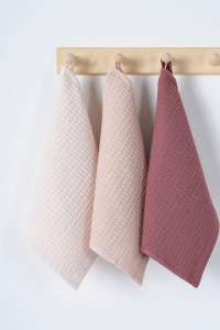 Набор вафельных полотенец "Ночь Нежна" коричневый-пыльно-бежевый-светло-бежевый 3 шт.