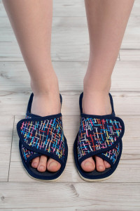 Тапки женские "Lepilov" арт. 120 вельвет с рогожкой + плательный хлопок (последний размер) черточки 41,42