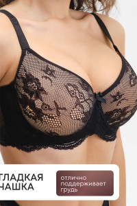 Бюстгальтер женский 2300 Spacer OIRO кружево черно-золотой (последний размер) 90E,100F