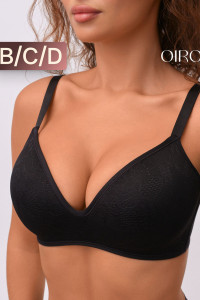 Бюстгальтер женский OIRO без косточек 1317007 Snowdrop черный (последний размер) 95D