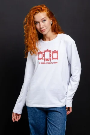 Футболка женская №8588 кулирка с лайкрой (р-ры: 44-56) белый-Родина