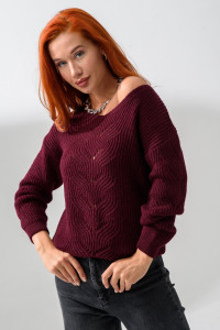 Джемпер женский №84503 вязаный трикотаж (р-ры: 42-64) бордовый