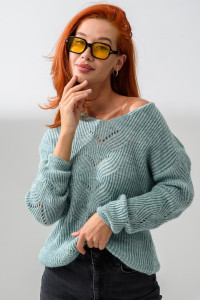Джемпер женский №84503 вязаный трикотаж (р-ры: 42-64) ментол
