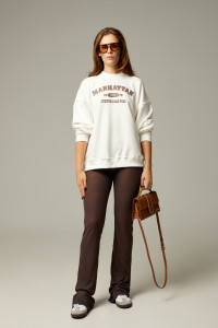 Свитшот женский "MANHATTAN" футер 2-х нитка (р-ры: 40-54) молочный