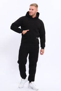 Костюм двойка мужской №80029 футер 3-х нитка с начесом (последний размер) черный 50,52,54