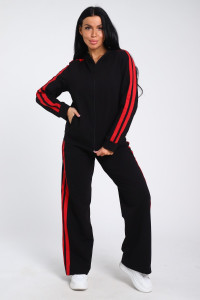 Костюм двойка женский В-113 кулирка-футер (р-ры: 42-64) черно-красный
