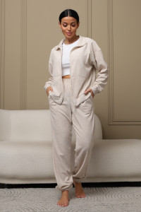 Костюм двойка женский КМБ01 махра (р-ры: 46-60) бежевый