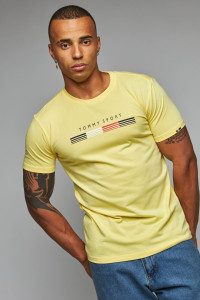 Футболка мужская №63086 кулирка с лайкрой (последний размер) желтый 46