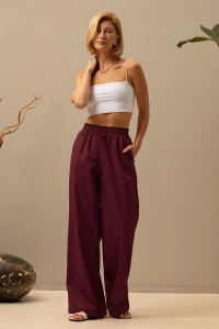 Брюки женские "Фантазия New" М-16БРЖ лён (р-ры: 44-56) марсала