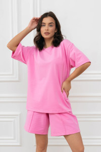 Костюм двойка женский "Карина Премиум" М-132КП футер с лайкрой (р-ры: 44-52) розовый