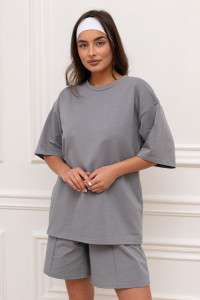 Костюм двойка женский "Карина Премиум" М-132КП футер с лайкрой (р-ры: 44-52) светло-серый