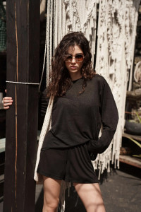 Костюм двойка женский "Флам с вискозой" М-137КП флам с вискозой (р-ры: 40-54) черный