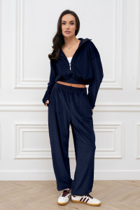 Костюм двойка женский "Элис" М-295К велюр (р-ры: 42-48) темно-синий