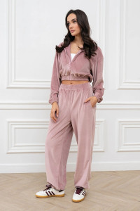 Костюм двойка женский "Элис" М-295К велюр (р-ры: 42-48) розовый