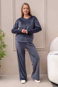 Костюм двойка женский "Кэт New" М-299К велюр (р-ры: 42-56) графит