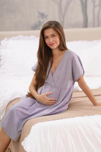 Сорочка для беременных "Новая жизнь-2" М-80Н кулирка (р-ры: 42-62) серый