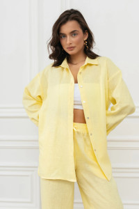 Рубашка женская "Лён" М-3РЖ-5 лён (р-ры: 42-52) желтый