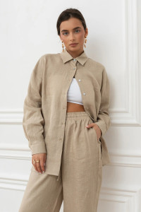 Рубашка женская "Лён" М-3РЖ-5 лён (р-ры: 42-52) бежевый