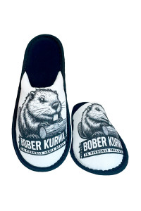 Тапки детские ДМ(мл-пч) кулирка (последний размер) "Бобр" бело-черный 36-37