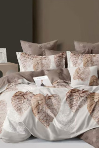 Постельное белье поплин "Осенний лист" (последний размер) 2-сп.евр